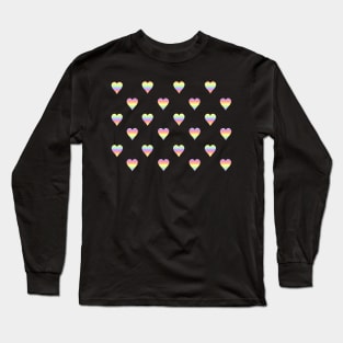 Mini Pastel Rainbow Horizontal Striped Hearts Long Sleeve T-Shirt